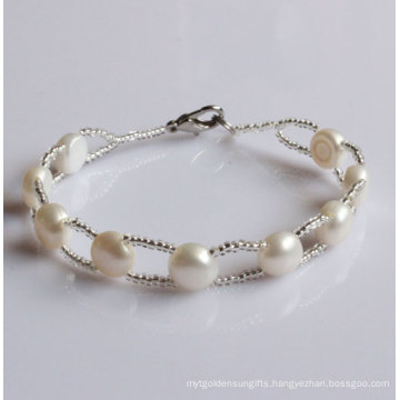 100% Real Freshwater Pearl Bracelet Jewelry (EB1508-1)